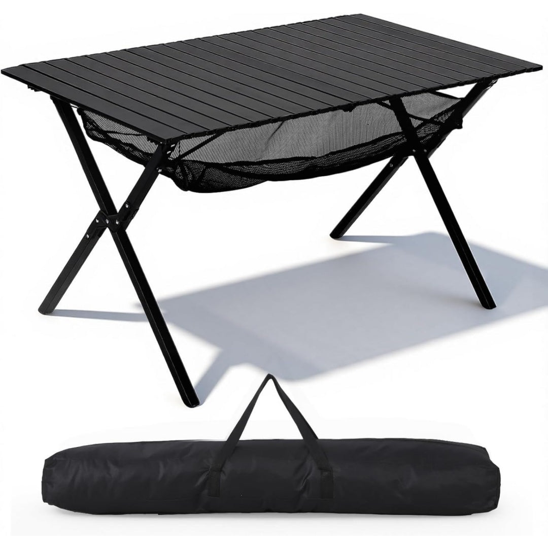 hausprofi campingtisch klappbar 120x70x70cm gross fuer 4-6 personen klapptisch aluminium 100 kg belastbar falttisch mit tragetasche outdoortisch tragbar fuer camping picknick garten balkon schwarz