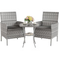 udpatio gartenmoebel set 3-teilige lounge balkonmoebel set mit wetterfeste gartentisch und 2 stuehlen fuer kleiner balkon terrasse und draussen strapazierfaehige polyrattan terrassenmoebel 2 personen grau