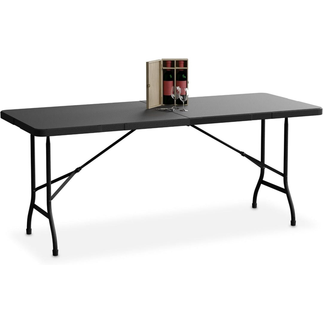 relaxdays gartentisch klappbar hbt 72 x 180 x 74 cm kunststoff stahl wetterfest 8 personen campingtisch schwarz