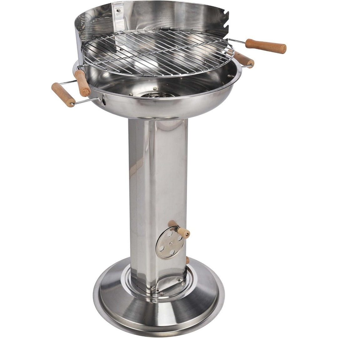 saeulengrill aus edelstahl hoehe 83 cm