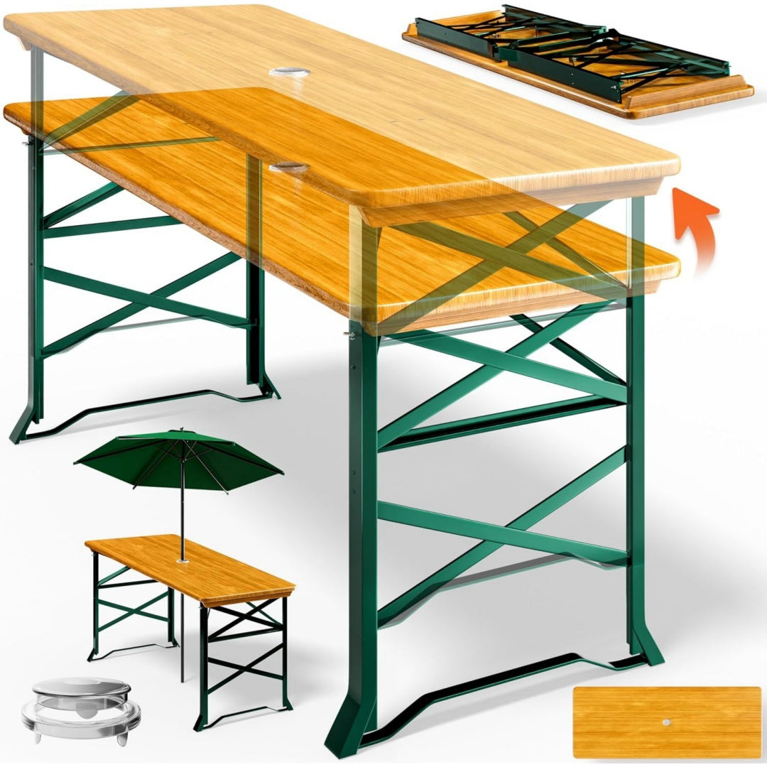 deuba bierzelttisch hoehenverstellbar klappbar hoch outdoor breit holz xxl buffettisch 170cm bierzeltgarnitur stehtisch bartisch partytisch klapptisch