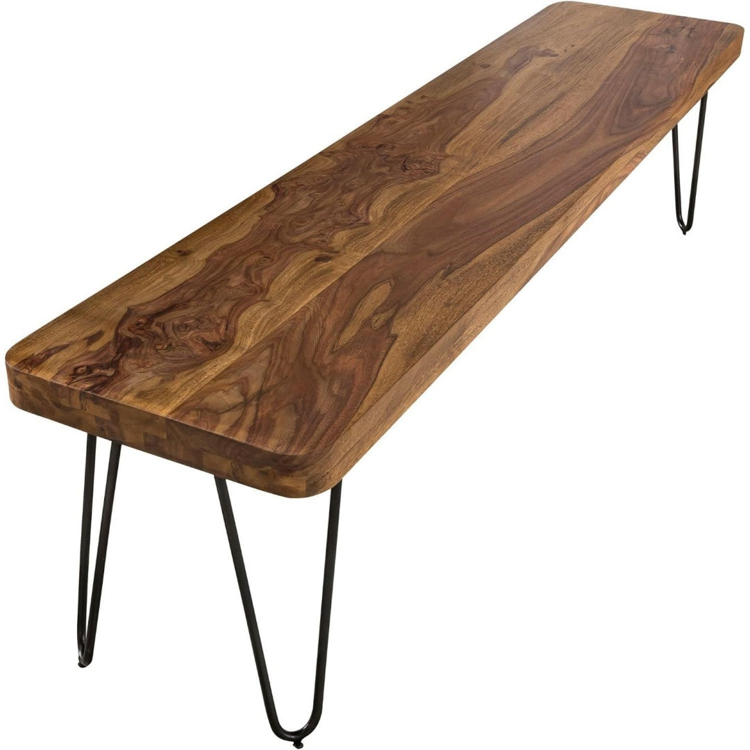 finebuy sitzbank harlem 120 cm sheesham massivholz essbank kuechenbank mit stabilen metallbeinen ohne lehne esszimmerbank aus echtholz handgefertigtes unikat