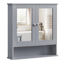 spiegelschrank mit 2 spiegeltueren und offenem fach wandmontage badschrank wandschrank haengeschrank verstellbare ablage 13 x 565 x 585 cm taubengrau siren kollektion lhc002g02