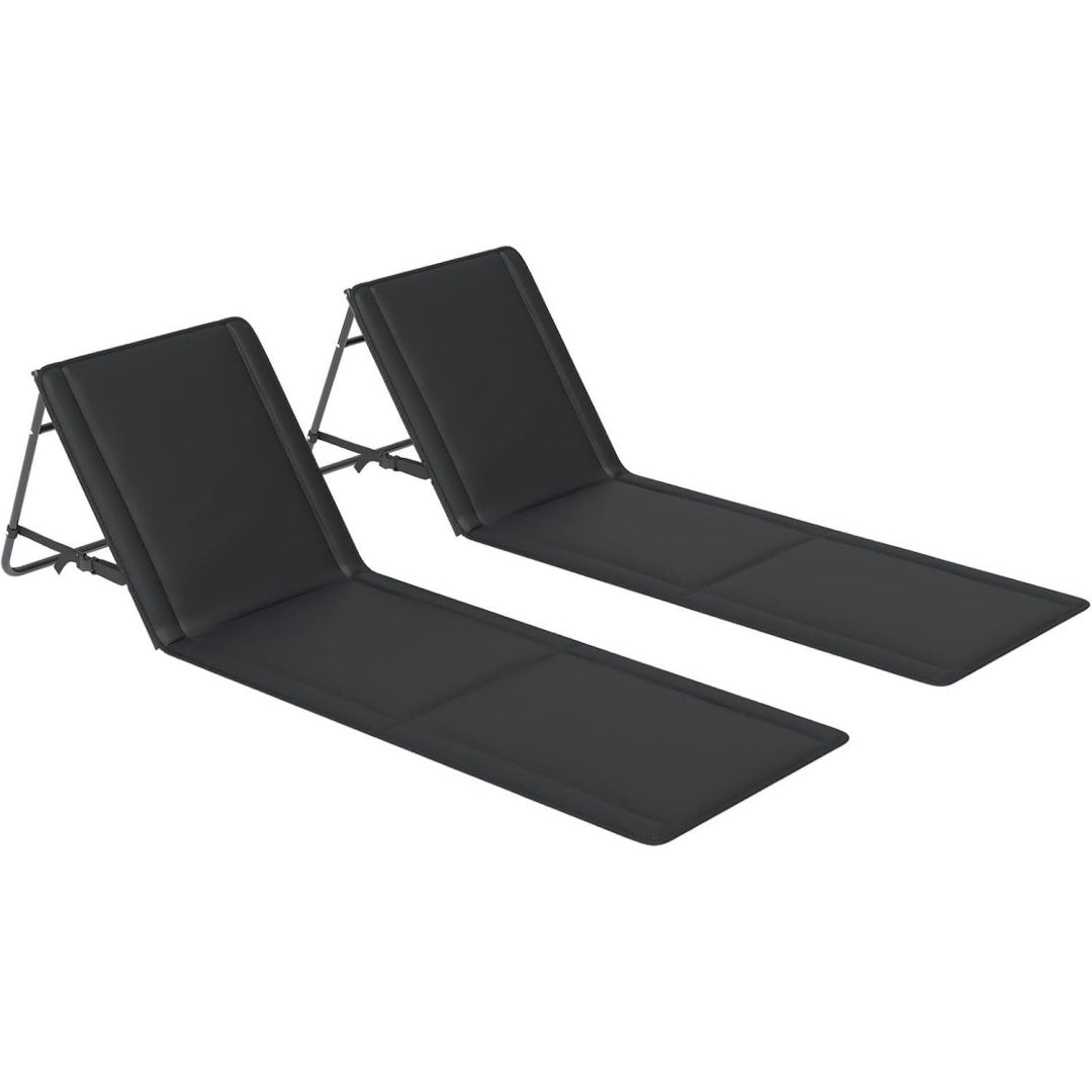 amopatio 2er set strandmatte klappbar mit mehrstufig verstellbarer rueckenlehne tragegurt faltbare sonnenliege mit tasche fuer strand garten camping terrasse schwarz
