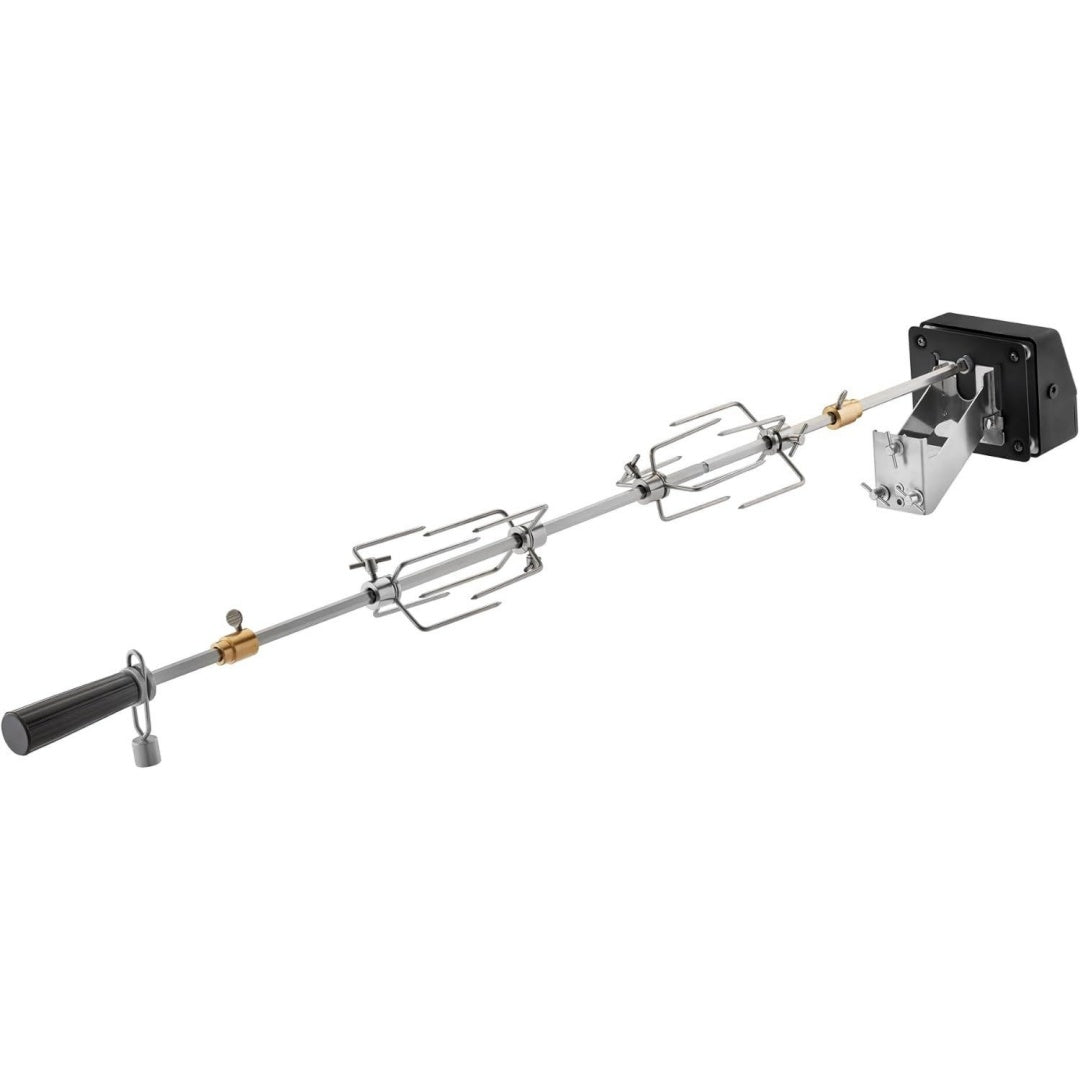 roesle premium-drehspiess hochwertiger grillspiess fuer roesle grill-stationen fuer videro g4g6 und magnum g4 traglast 10 kg edelstahl 1810 silberfarbenschwarz hochwertiger grillspiess aus edelstahl 1810 traglast 10 kg silbernschwarz