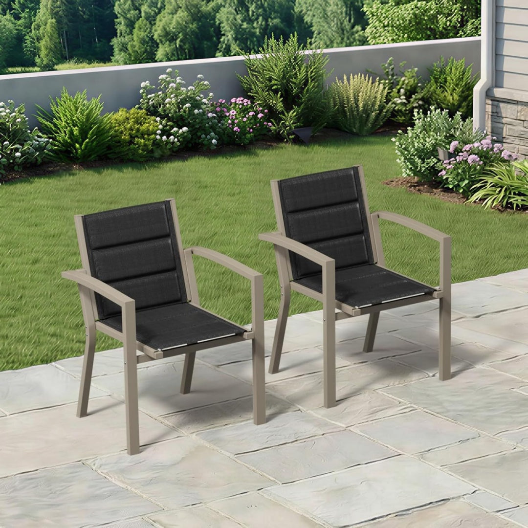 triumphkey gartenstuehle stapelbar 2er set aluminium gartenstuhl mit armlehnen garten stapelstuehle balkonstuehle garten esszimmerstuehle wetterfeste terrassenstuehle braun