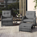 amopatio 5-teiliges polyrattan gartenmoebel set rattan lounge set mit 2 hockern und glastisch wetterfestes garten sofa set mit sitzkissen fuer garten terrasse balkon grau