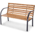 practixx 2-sitzer-gartenbank holz stahl anthrazit mit ruecken- armlehnen aus holz stahl 1195 x 62 x 83cm sitzbank klassisch fuer garten balkon terrasse mit 2 streben