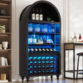 zkiodv bogen weinschrank mit beleuchtung 180 x 90 x 38 cm schwarz 4 ebenen weinschrank mit ladefunktion led wein vitrine mit glashalter flaschenregal weinschrank holz fuer kueche esszimmer